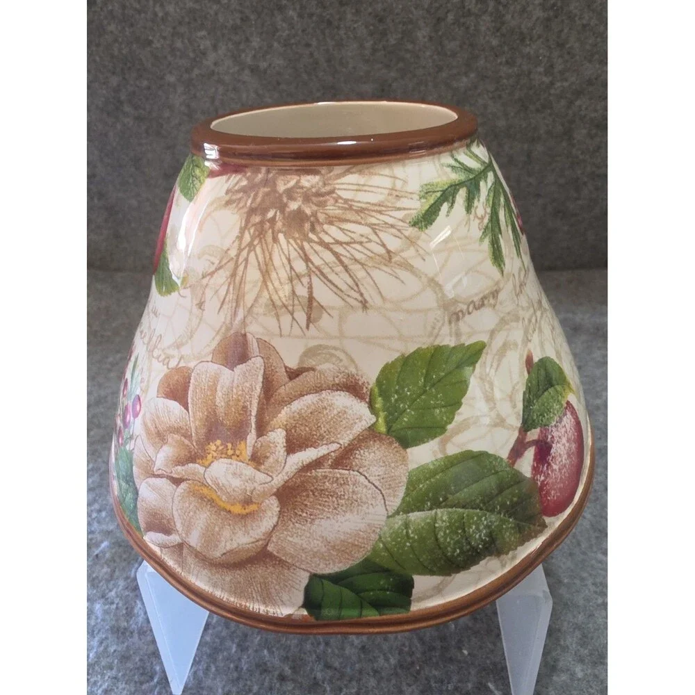 YANKEE CANDLE Large Shade Topper Magnolia Apples Christmas Country Cottage 2012